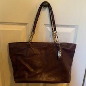 Coach Leather Bag Burgundy w/ Gold Accents